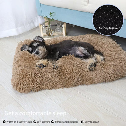 Dog Bed Pet Mat Pet Bed Washable Plush Pet Crate Bed for Dog Anti-Slip Pet Mat Bed for Cat Fluffy Comfy Pet Sleeping Mat