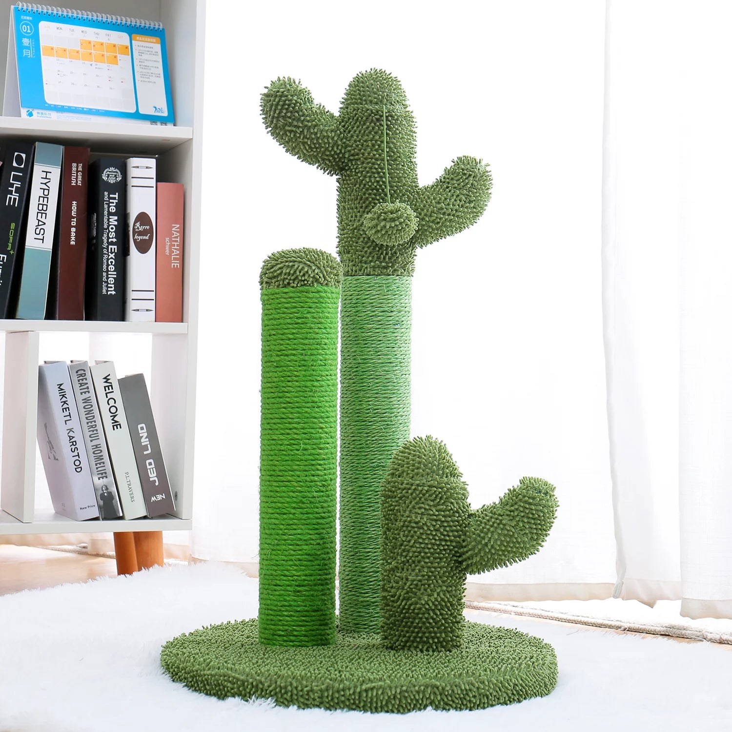 27" Cactus Cat Scratching Posts Sisal Cat Scratcher Green Large