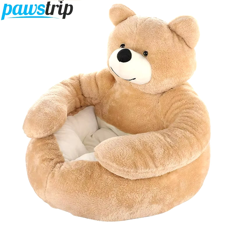 Semi-Enclosed Bear Pet Dog Bed Ultra Soft Cat Bed Detachable Plush Puppy Bed Winter Warm Sleeping Bed Mat Pet Product