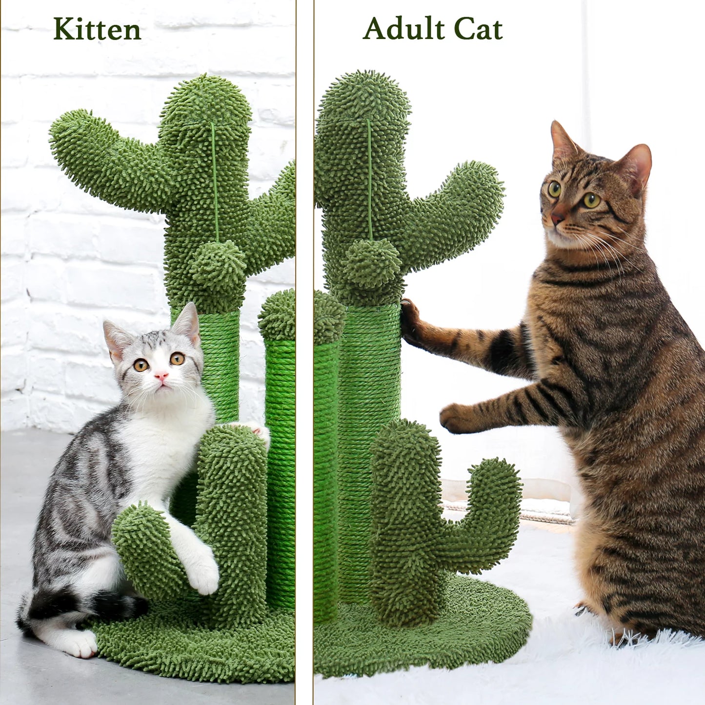 27" Cactus Cat Scratching Posts Sisal Cat Scratcher Green Large